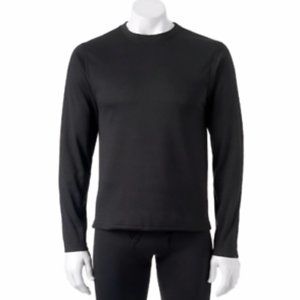 Men's VRY WRM Microfleece Performance Thermal Base Layer Crew Tee Color: Black M